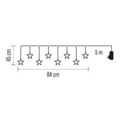 LED Vanjski Božićni lanac 8xLED/5,84m IP44 zvijezde