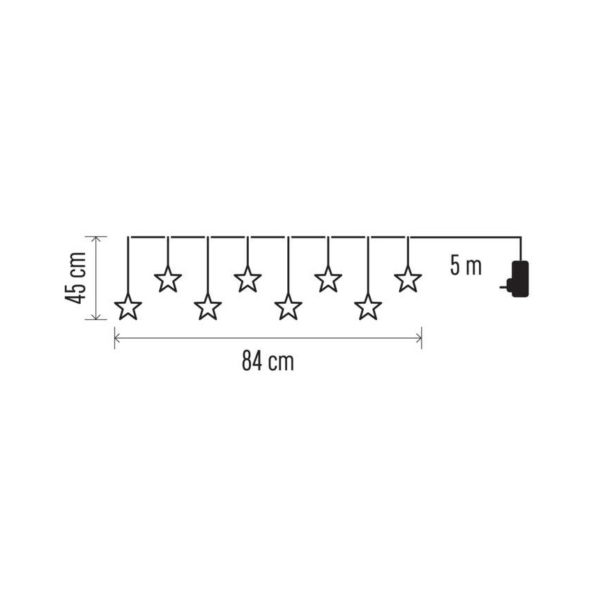 LED Vanjski Božićni lanac 8xLED/5,84m IP44 zvijezde