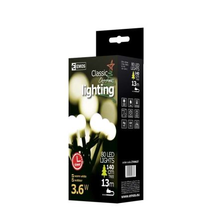 LED Vanjski Božićni lanac CHAIN 80xLED 13m IP44 topla bijela