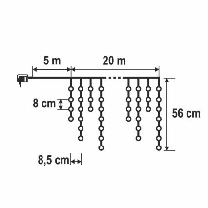 LED vanjski božićni niz 1200xLED/230V 25x0,56 m IP44 topla bijela/hladna bijela
