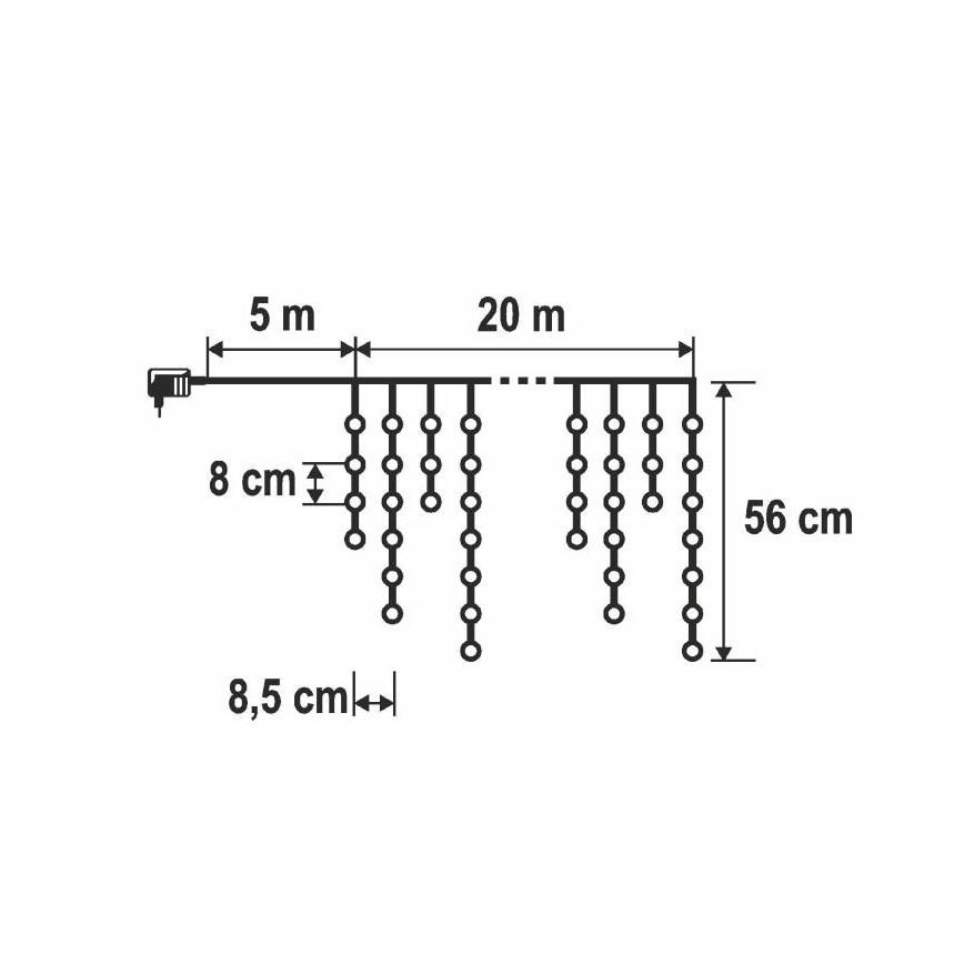 LED vanjski božićni niz 1200xLED/230V 25x0,56 m IP44 topla bijela/hladna bijela