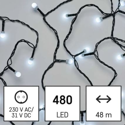 LED vanjski božićni niz 480xLED/8 funkcija 53m hladno bijela IP44