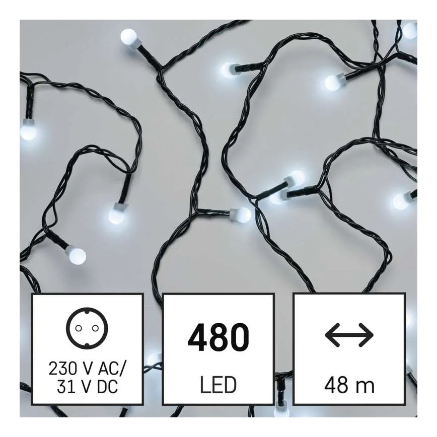 LED vanjski božićni niz 480xLED/8 funkcija 53m hladno bijela IP44