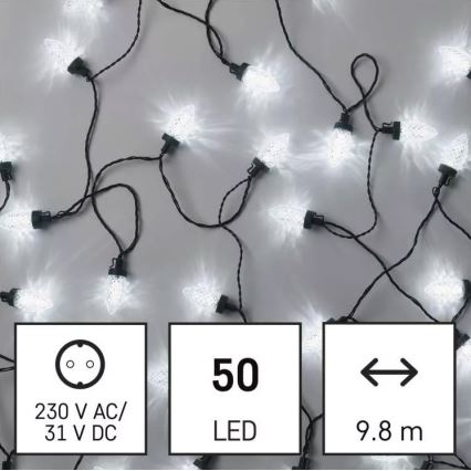 LED vanjski božićni niz 50xLED/8 funkcija 14,8 m IP44 hladno bijela