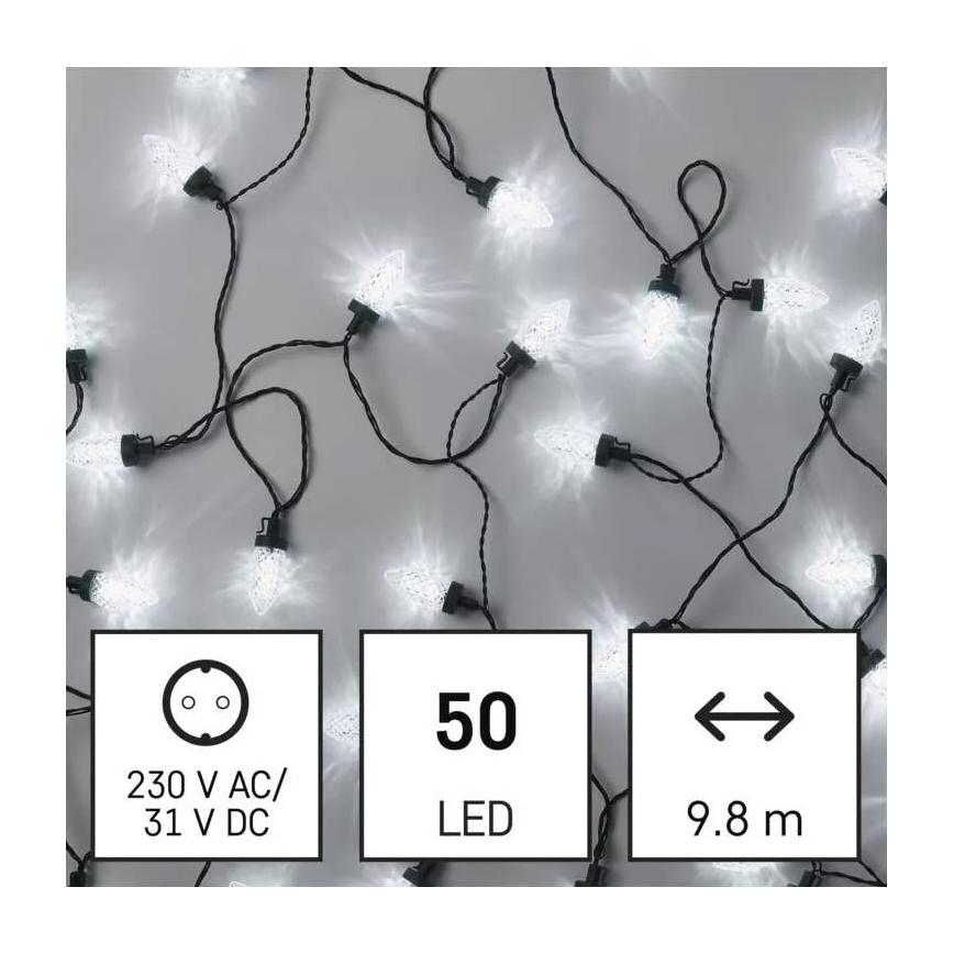 LED vanjski božićni niz 50xLED/8 funkcija 14,8 m IP44 hladno bijela