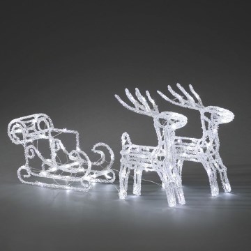 LED Vanjski božićni ukras SLEIGH WITH REINDEER 84xLED + 12xLED/230V/24V IP44