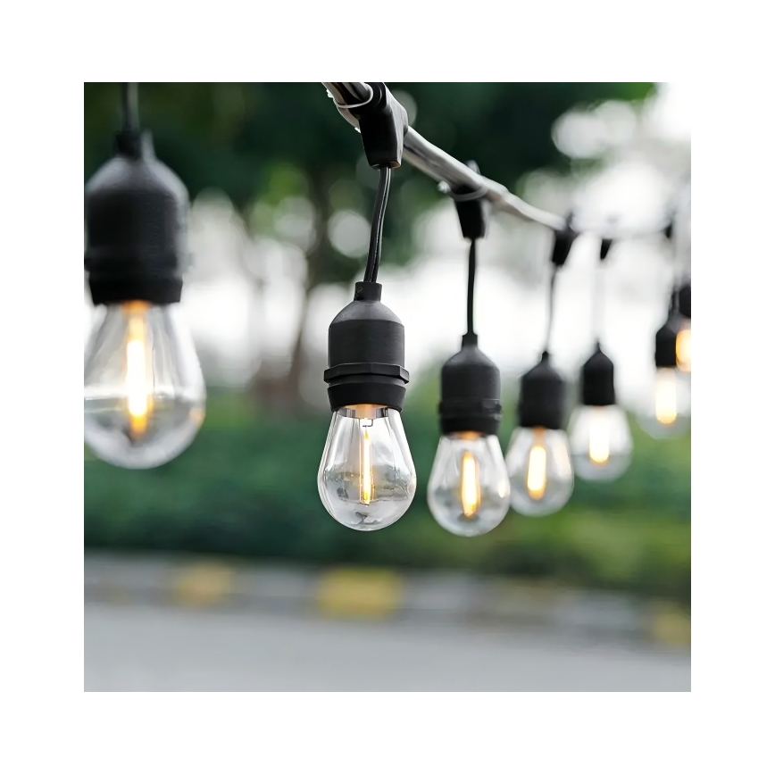 LED Vanjski dekorativni lanac 20xE27/1W/230V 10 m IP65 crna