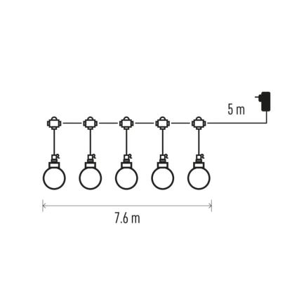 LED Vanjski dekorativni lanac 20xLED/12,6m IP44 toplo bijela