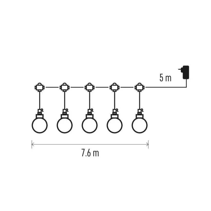 LED Vanjski dekorativni lanac 20xLED/12,6m IP44 toplo bijela