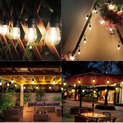 LED vanjski dekorativni lanac 30xE27/1W/230V 16,44 m IP44 crna