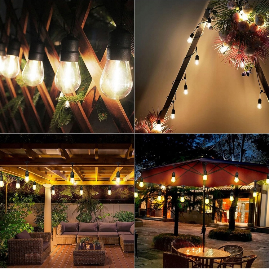 LED vanjski dekorativni lanac 30xE27/1W/230V 16,44 m IP44 crna