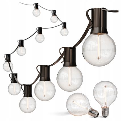 LED vanjski dekorativni lanac 36xE12/1W/230V 22,35 m IP65 crna