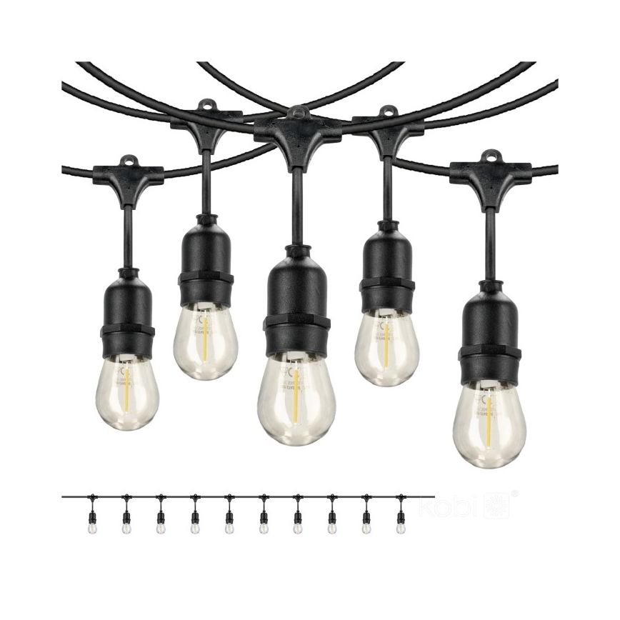 LED Vanjski dekorativni lanac BAJA ST64 10xE27/1W/230V 10,9m IP44 topla bijela