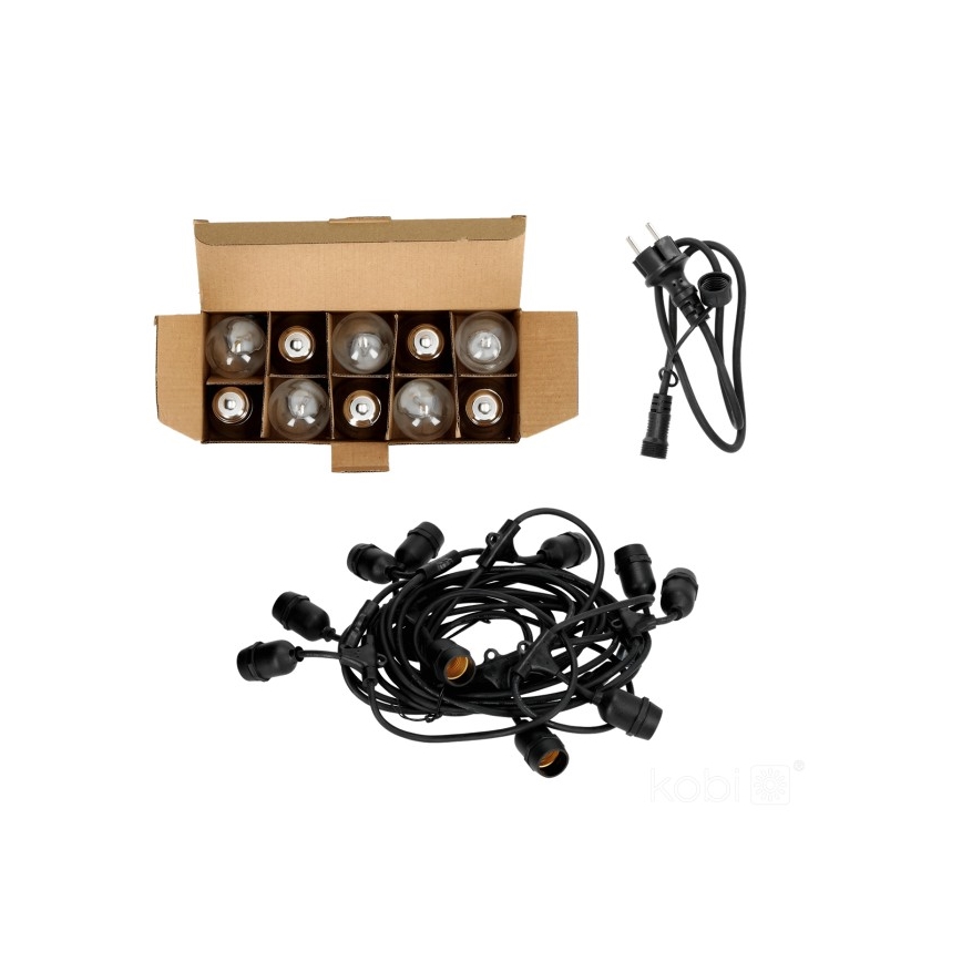 LED Vanjski dekorativni lanac BAJA ST64 10xE27/1W/230V 10,9m IP44 topla bijela