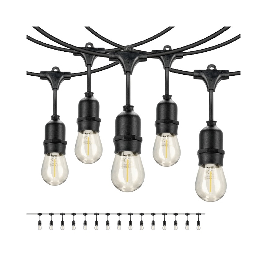 LED Vanjski dekorativni lanac BAJA ST64 15xE27/1W/230V 15,9m IP44 topla bijela