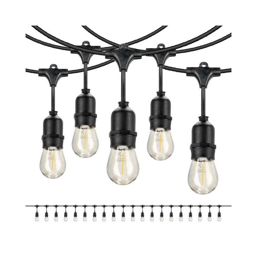 LED Vanjski dekorativni lanac BAJA ST64 20xE27/1W/230V 20,9m IP44 topla bijela