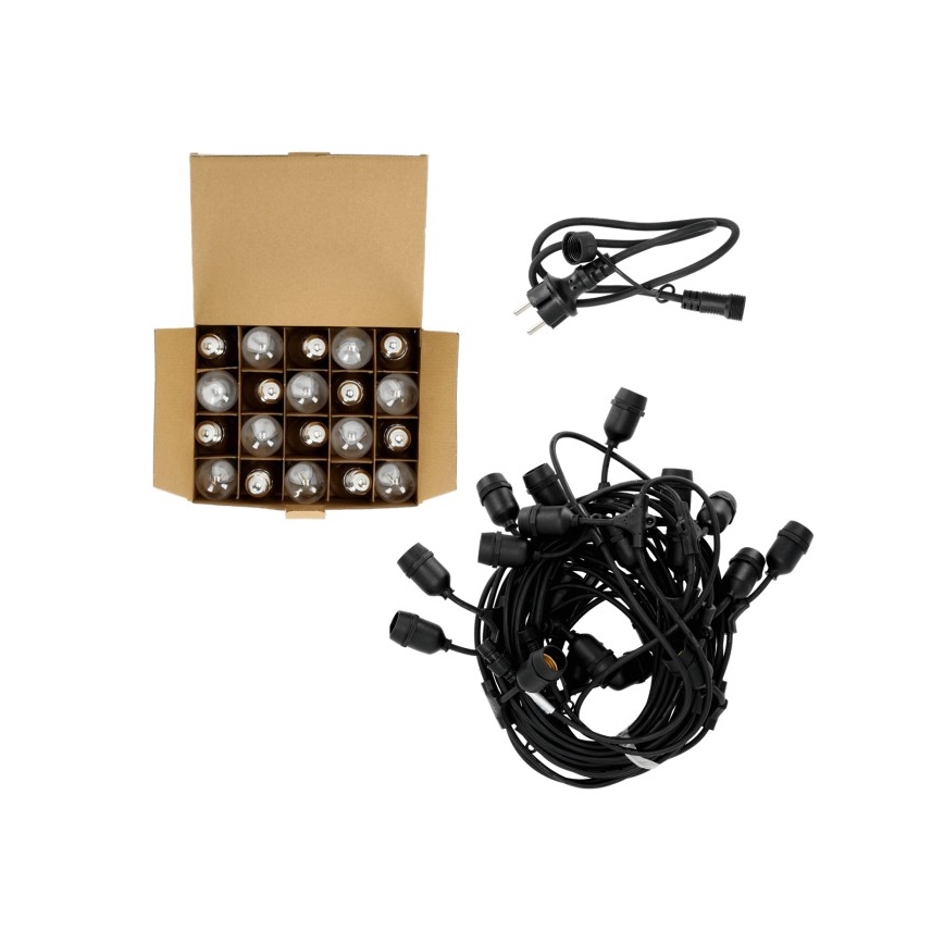 LED Vanjski dekorativni lanac BAJA ST64 20xE27/1W/230V 20,9m IP44 topla bijela