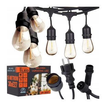 LED vanjski dekorativni niz 15xE27/1W/230V 15,94 m IP44 crni