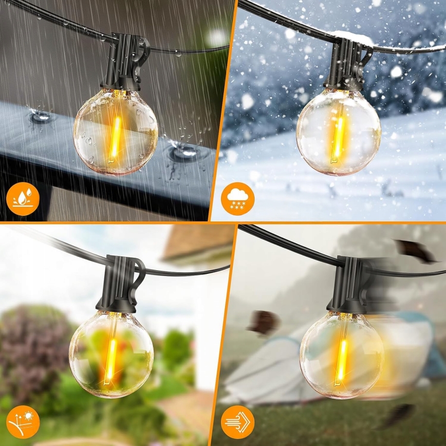 LED vanjski dekorativni niz 20xE12/1W/230V 20 m IP65 crni