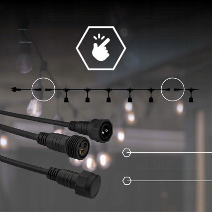 LED vanjski dekorativni niz 5xE27/1W/230V 5,94 m IP44 crna