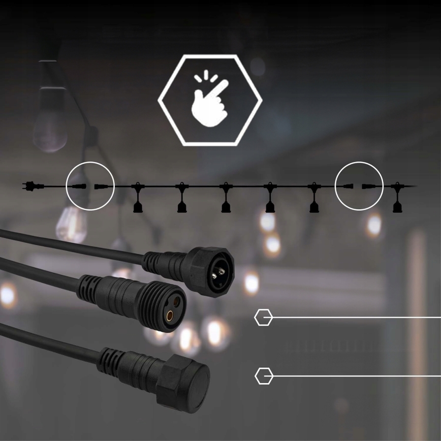 LED vanjski dekorativni niz 5xE27/1W/230V 5,94 m IP44 crna