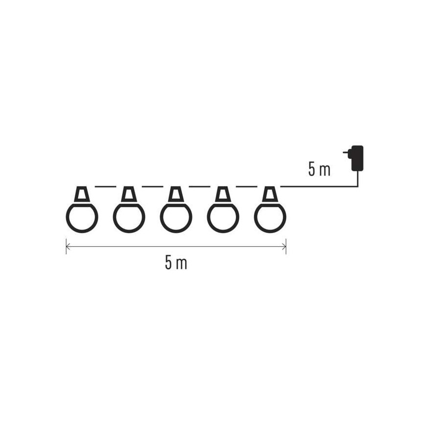 LED vanjski dekorativni svjetlosni niz 10xLED/10m IP44 proziran