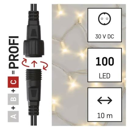 LED vanjski lanac 100xLED/10m IP44 topla bijela