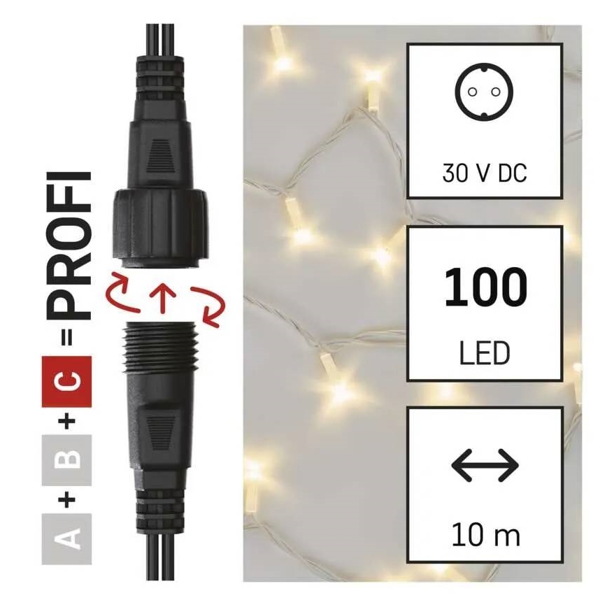 LED vanjski lanac 100xLED/10m IP44 topla bijela