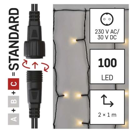 LED Vanjski  lanac 100xLED/1x2m IP44 topla bijela