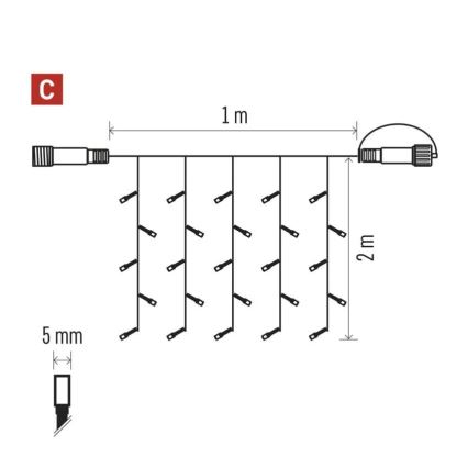 LED Vanjski  lanac 100xLED/1x2m IP44 topla bijela