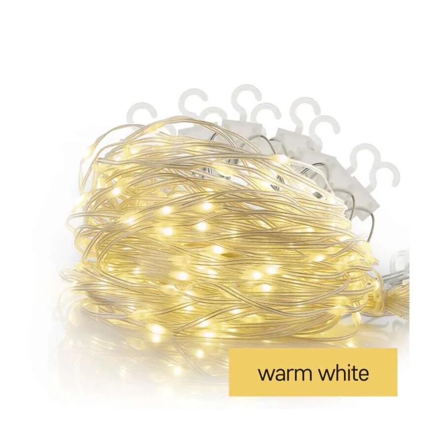 LED vanjski lanac 100xLED/8 funkcija 7,9x0,7m IP44 topla bijela