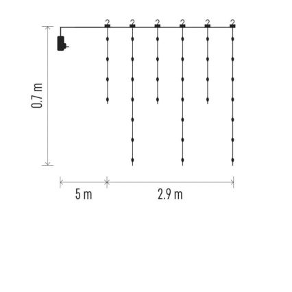 LED vanjski lanac 100xLED/8 funkcija 7,9x0,7m IP44 topla bijela