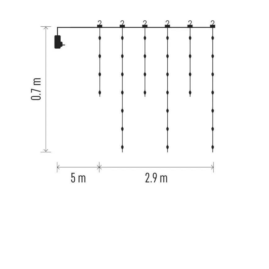 LED vanjski lanac 100xLED/8 funkcija 7,9x0,7m IP44 topla bijela