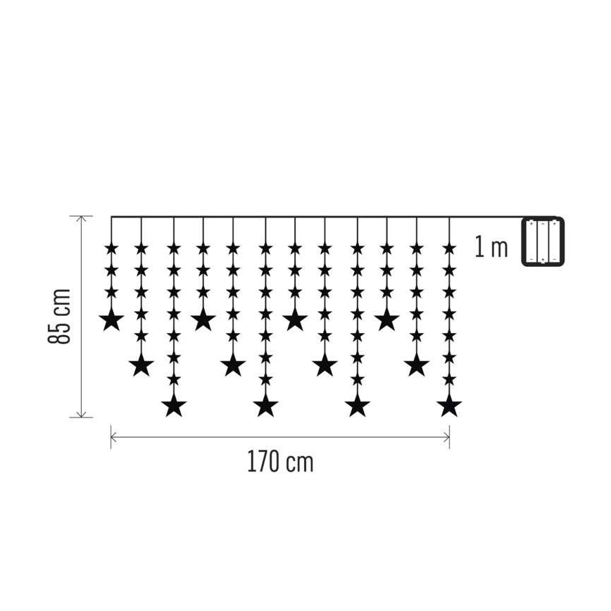 LED vanjski lanac 120xLED/8 funkcija 3xAA 1,7 m IP44 hladno bijela