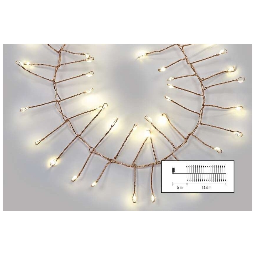 LED vanjski lanac 1440xLED/8 funkcija 14,4m IP44 topla bijela