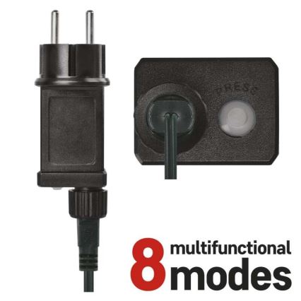 LED  vanjski lanac 200xLED/8 načina 8,6m IP44 topla bijela