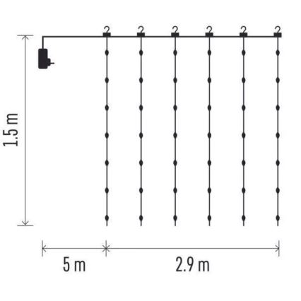 LED vanjski lanac 300 LED/8 funkcija 5,9 m IP44 topla bijela