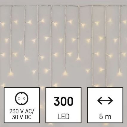 LED vanjski lanac 300xLED/8 načina 10m IP44 topla bijela + daljinski upravljač