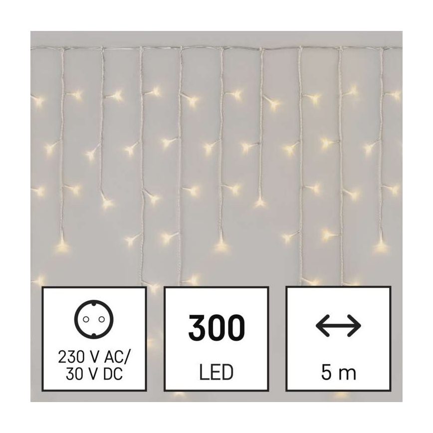 LED vanjski lanac 300xLED/8 načina 10m IP44 topla bijela + daljinski upravljač