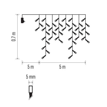LED vanjski lanac 300xLED/8 načina 10m IP44 topla bijela + daljinski upravljač