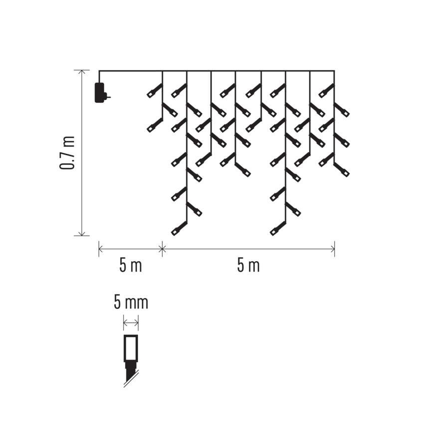 LED vanjski lanac 300xLED/8 načina 10m IP44 topla bijela + daljinski upravljač