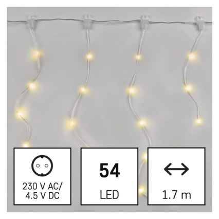 LED vanjski lanac 54xLED/8 funkcija 6,7x0,7m IP44 topla bijela