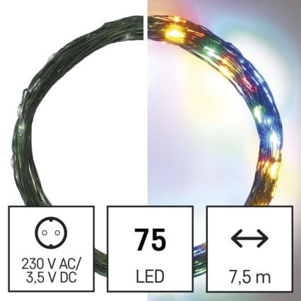 LED vanjski lanac 75xLED/12,5m IP44 višebojni
