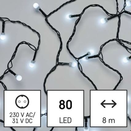 LED vanjski lanac 80xLED/8 funkcija 13 m hladno bijela IP44