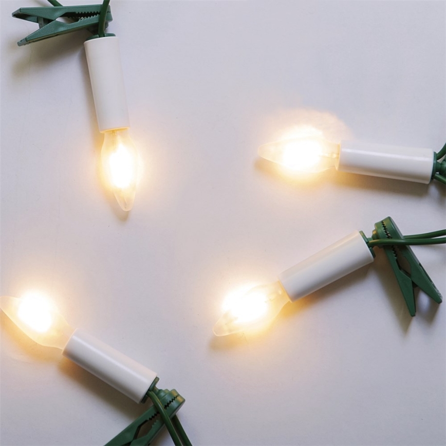 Proširivi LED vanjski božićni lanac FELICIA FILAMENT 20xE10 14m bijela/topla bijela IP44, Proizvedeno u Češkoj