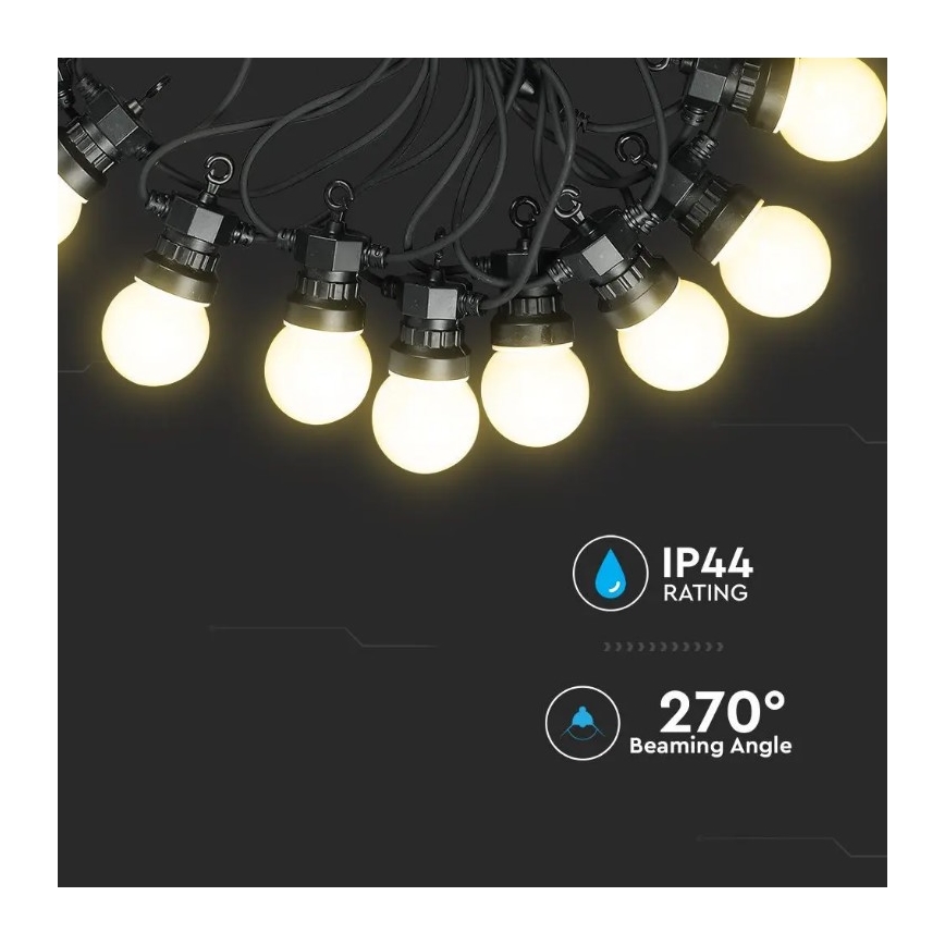 LED Vanjski lanac STRING 10m 20xLED/0,5W/230V IP44 6000K