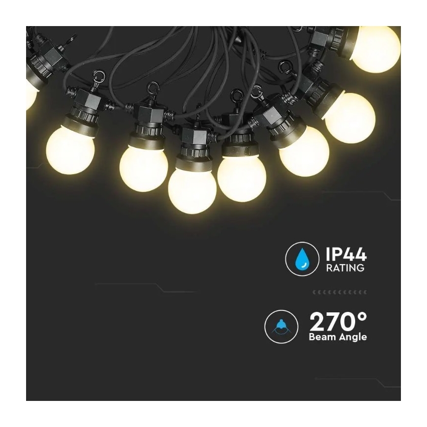 LED Vanjski lanac STRING 10m 20xLED/0,5W/24/230V 3000K IP44