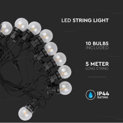 LED Vanjski lanac STRING 5m 10xLED/0,4W/24/230V 3000K IP44