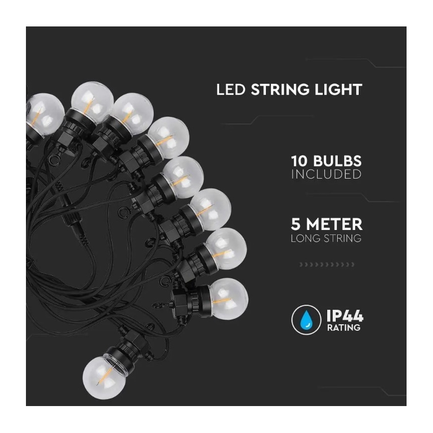LED Vanjski lanac STRING 5m 10xLED/0,4W/24/230V 3000K IP44