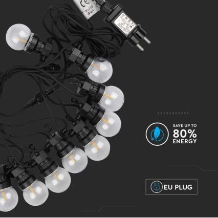 LED Vanjski lanac STRING 5m 10xLED/0,4W/24/230V 3000K IP44